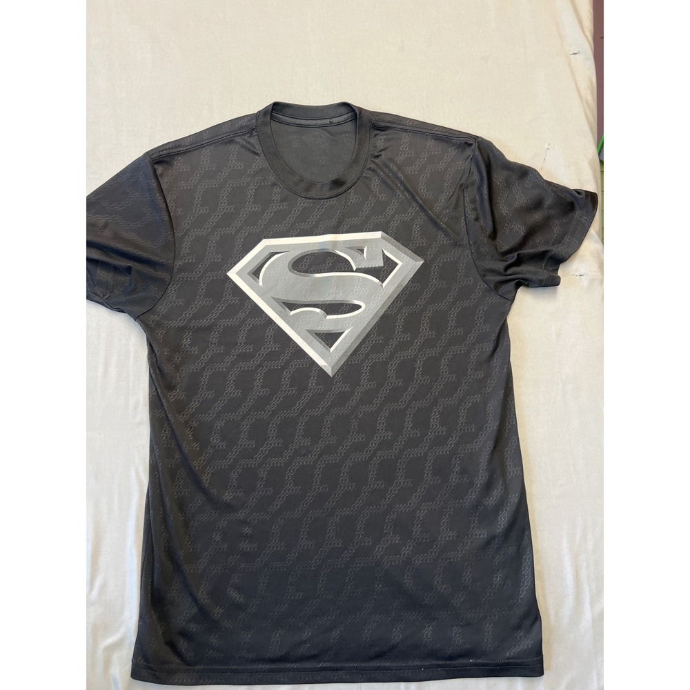 Superman Graphic T-Shirt Mens Black Grey Performance Shield Logo Tee
